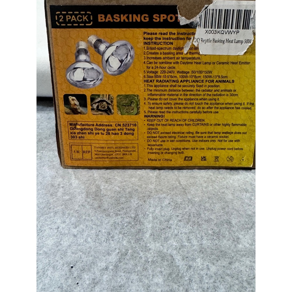 Reptile Basking Heat Lamp 50W 2 Pack UVA Spot Bulb for Terrarium Bearded Dragon